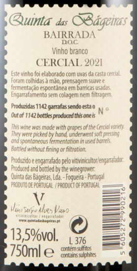 2021 Quinta das Bágeiras Cercial white