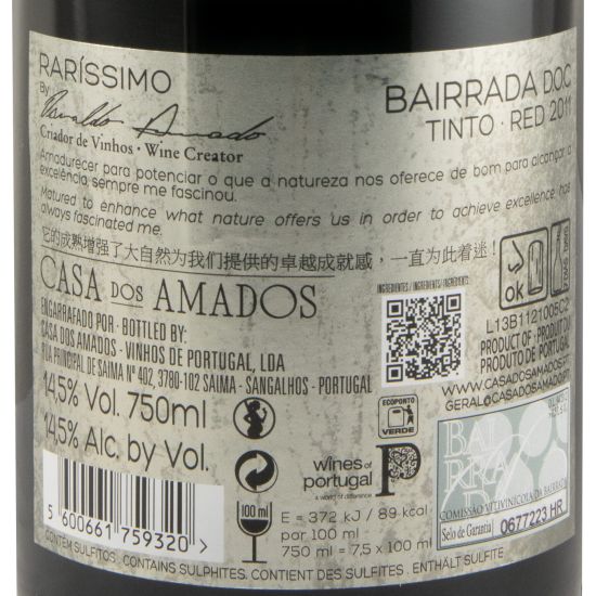 2011 Raríssimo Bairrada by Osvaldo Amado tinto