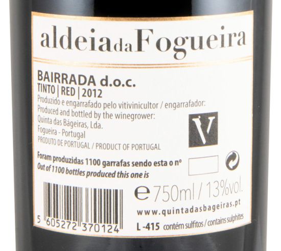 2012 Quinta das Bágeiras Aldeia da Fogueira tinto