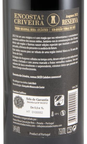 2023 Encosta da Criveira Aragonez Reserva tinto