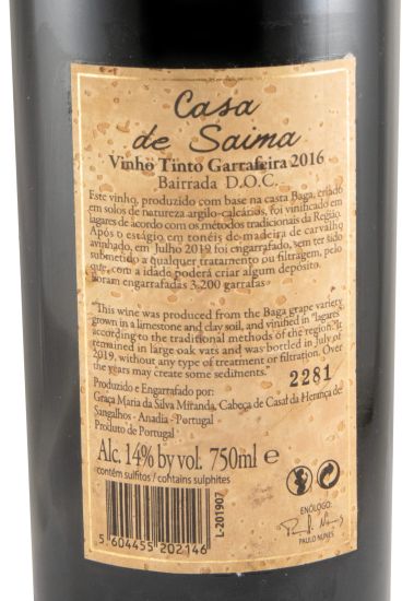 2016 Casa de Saima Garrafeira tinto
