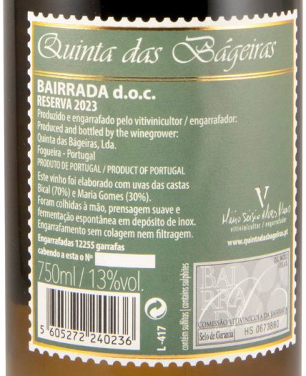 2023 Quinta das Bágeiras Reserva branco