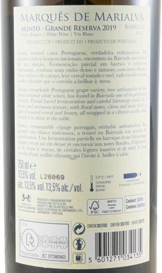 2019 Marquês de Marialva Arinto Grande Reserva branco