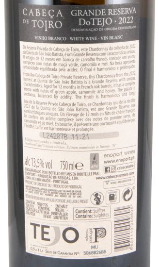2022 Cabeça de Toiro Chardonnay Reserva Privada branco
