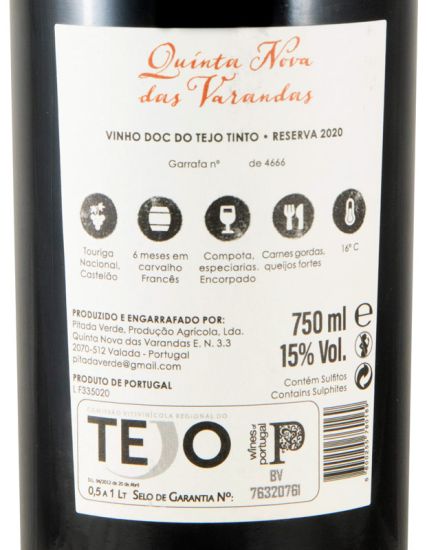 2020 Quinta Nova das Varandas Reserva red