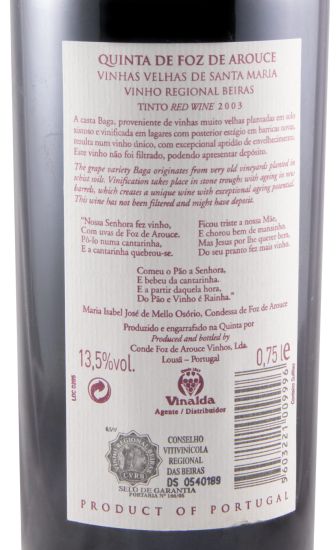 2003 Quinta de Foz de Arouce Vinhas Velhas de Santa Maria tinto