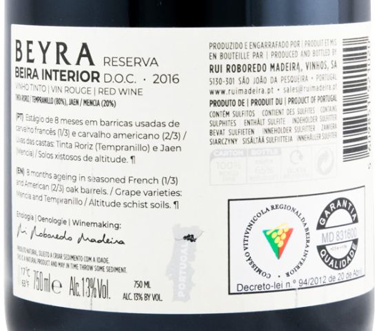 2016 Beyra Reserva red