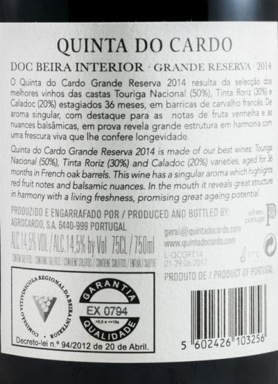 2014 Quinta do Cardo Grande Reserva Beira Interior red