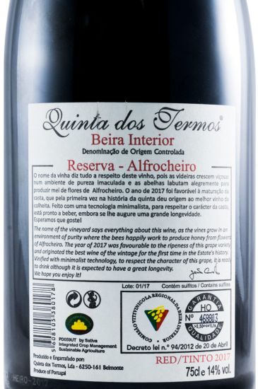 2017 Quinta dos Termos Vinha das Colmeias Reserva Alfrocheiro tinto
