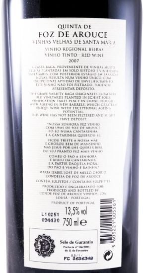 2007 Quinta de Foz de Arouce Vinhas Velhas de Santa Maria red