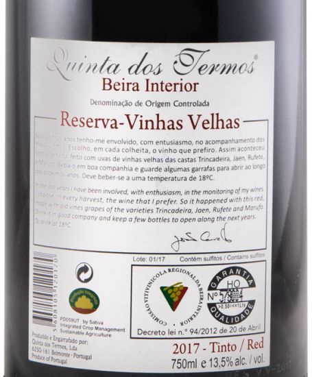 2017 Quinta dos Termos Vinhas Velhas Reserva tinto