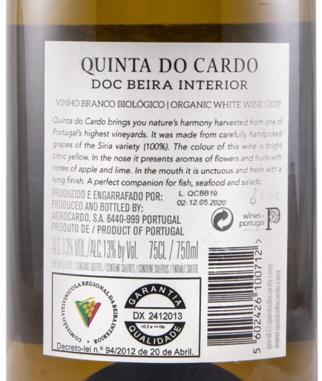 2019 Quinta do Cardo Síria biológico white