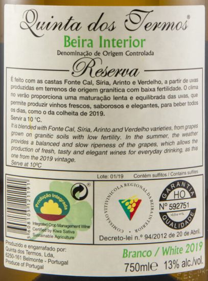 2019 Quinta dos Termos Reserva white