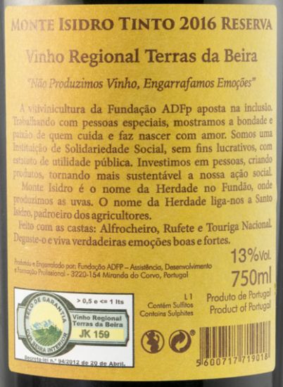 2016 Monte Isidro Reserva red