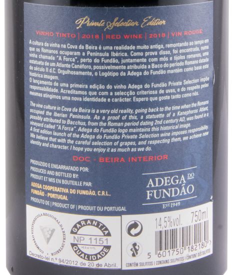 2018 Adega do Fundão Private Selection Vinhas Velhas Limited Edition red