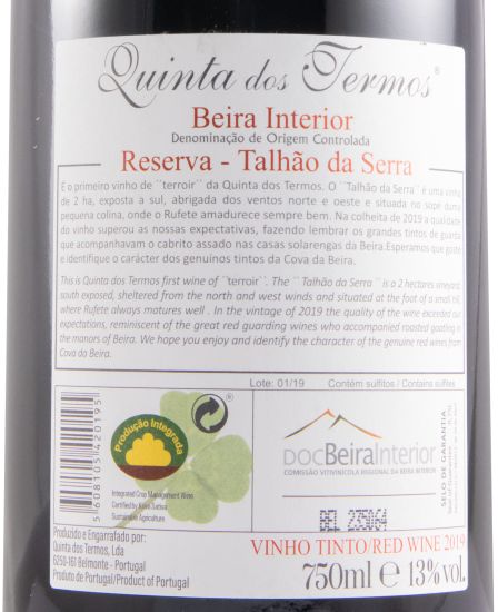 2019 Quinta dos Termos Talhão da Serra Rufete Reserva tinto
