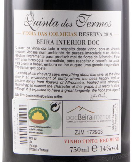 2019 Quinta dos Termos Vinha das Colmeias Reserva Alfrocheiro tinto