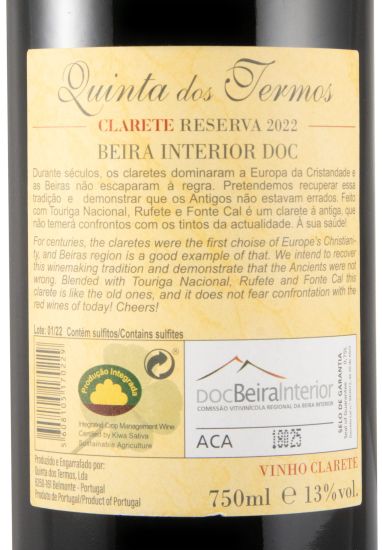2022 Clarete Quinta dos Termos Reserva