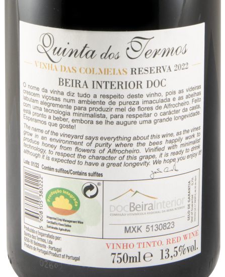 2022 Quinta dos Termos Vinha das Colmeias Alfrocheiro Reserva tinto (rótulo danificado)