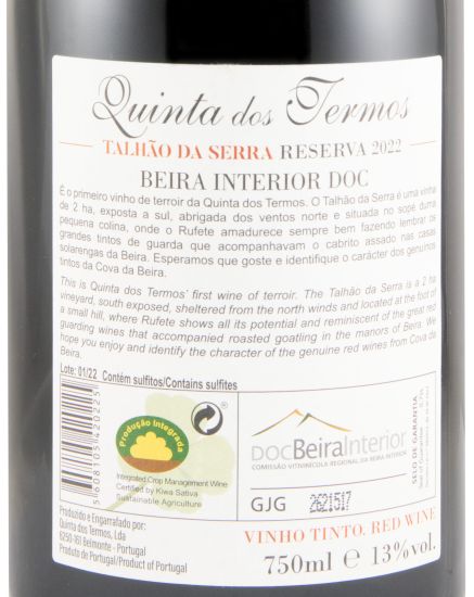 2022 Quinta dos Termos Talhão da Serra Rufete Reserva tinto