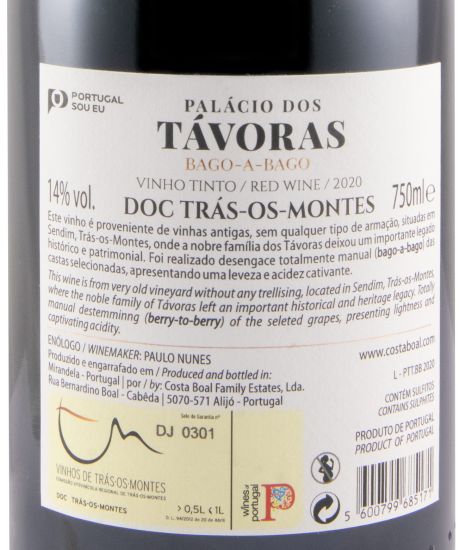 2020 Palácio dos Távoras Bago a Bago Vinhas Antigas de Sedim tinto