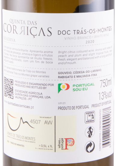 2020 Quinta das Corriças Reserva white
