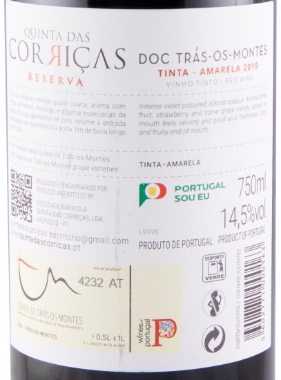 2019 Quinta das Corriças Tinta Amarela red