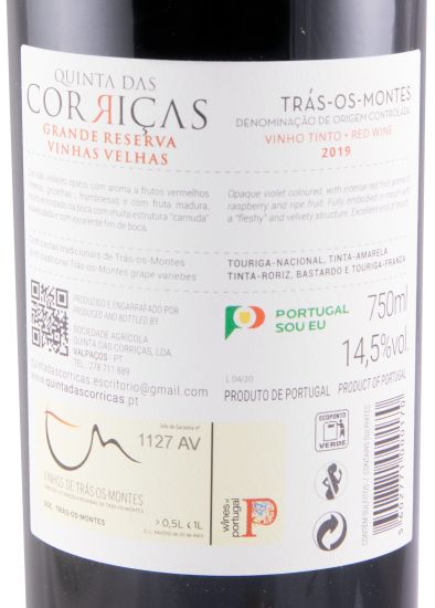 2019 Quinta das Corriças Vinhas Velhas Grande Reserva tinto