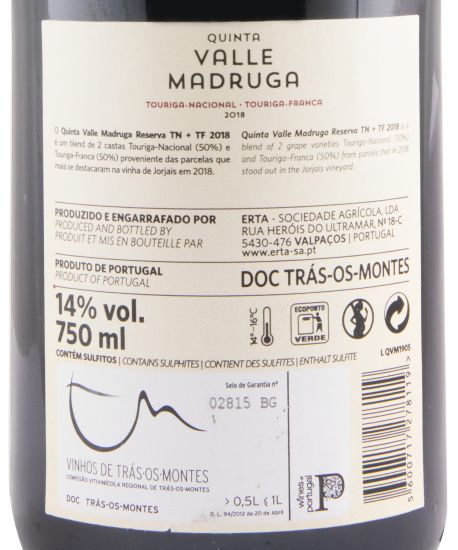 2018 Quinta Valle Madruga Touriga Nacional & Touriga Franca red