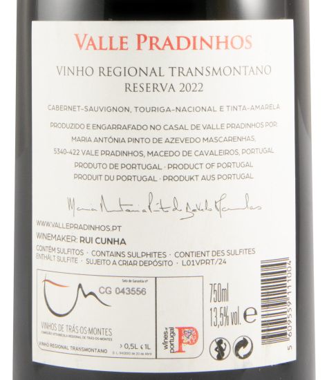 2022 Valle Pradinhos Reserva red