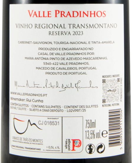 2023 Valle Pradinhos Reserva red