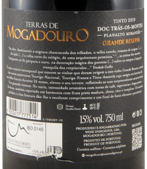 2019 Terras de Mogadouro Grande Reserva tinto