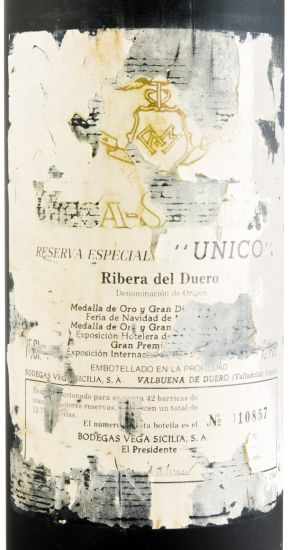 Vega-Sicilia Unico Reserva Especial N.V. tinto (rótulo danificado)