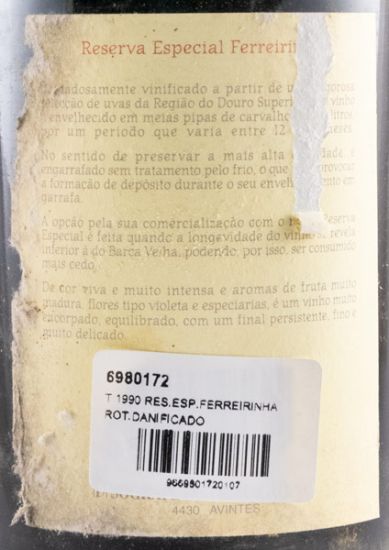 1990 Casa Ferreirinha Reserva Especial tinto (rótulo danificado)