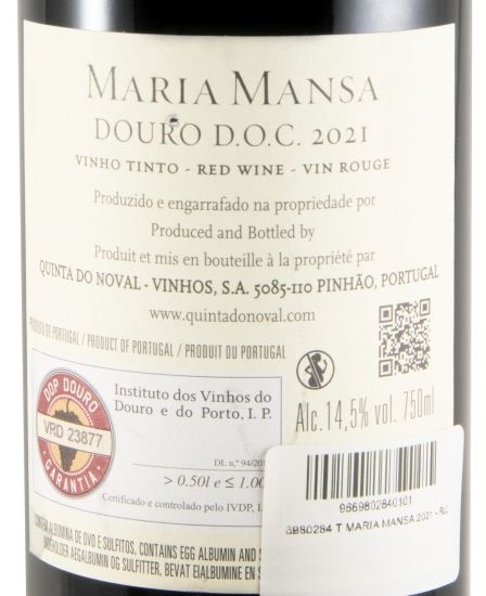 2021 Quinta do Noval Maria Mansa tinto (rótulo danificado)