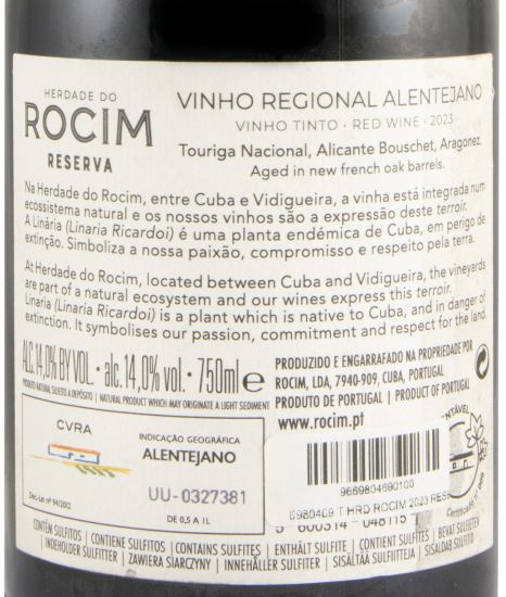 2023 Herdade do Rocim Reserva tinto (rótulo danificado)