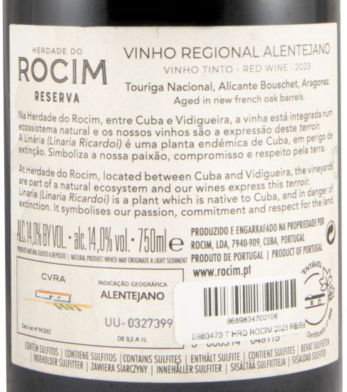 2023 Herdade do Rocim Reserva red (damaged label)