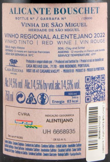 2022 Casa Relvas Alicante Bouschet red (damaged label)