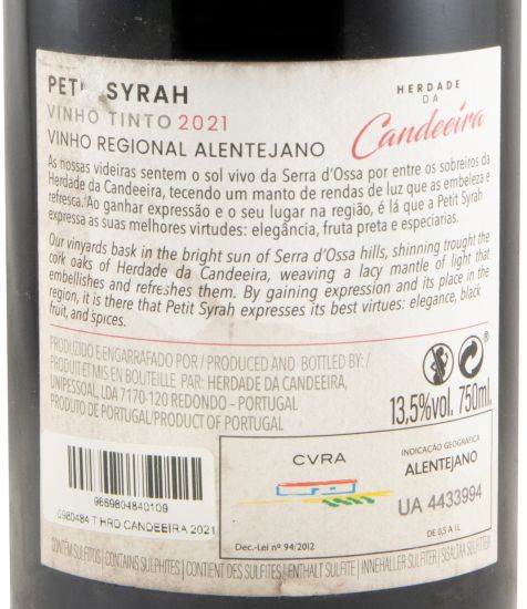 2021 Herdade da Candeeira Petit Syrah red (damaged label)