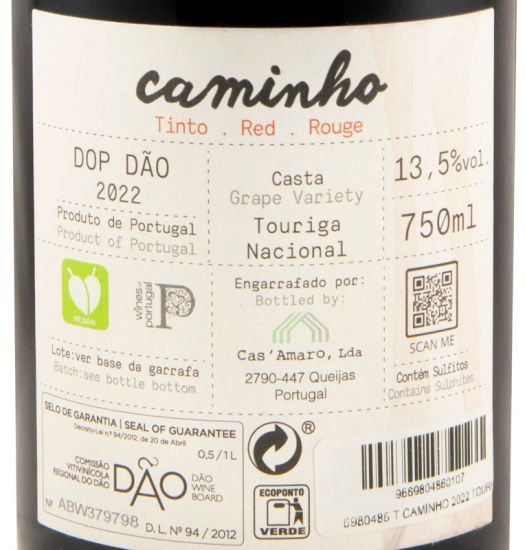 2022 Caminho Touriga Nacional red (damaged label)