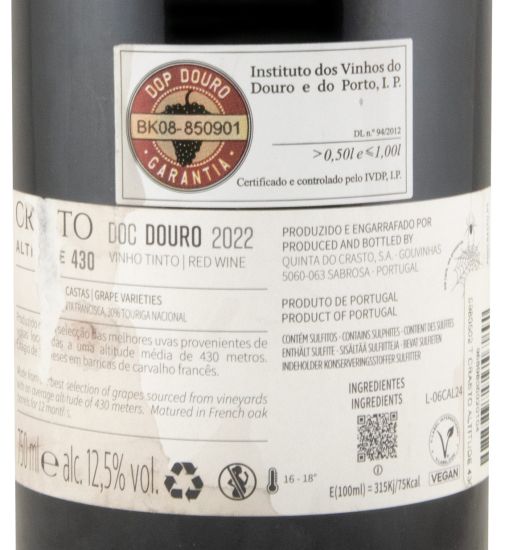 2022 Crasto Altitude 430 red (damaged label)