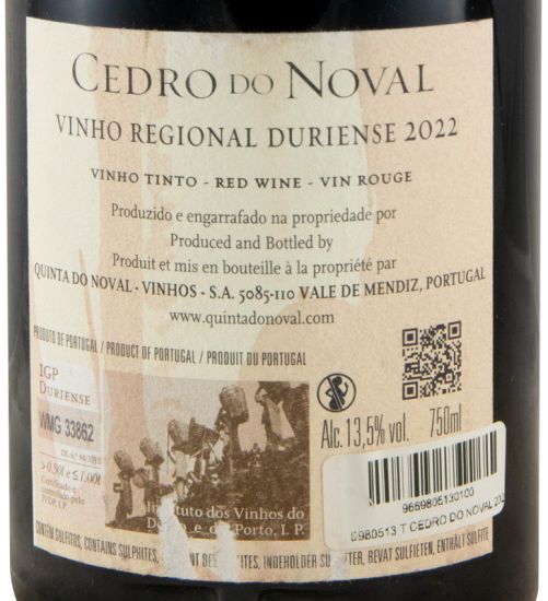 2022 Cedro do Noval tinto (rótulo danificado)
