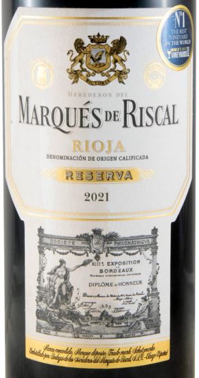 2021 Marqués de Riscal Reserva Rioja tinto (rótulo danificado)