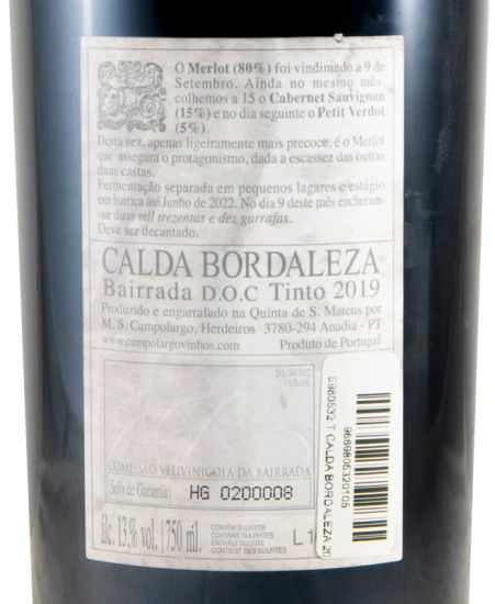 2019 Campolargo Calda Bordaleza red (damaged label)