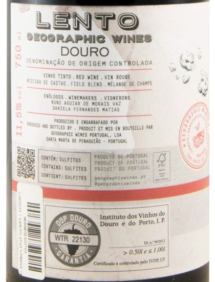 2023 Lento Vinhas Velhas tinto (rótulo danificado)