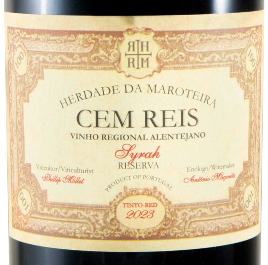 2023 Herdade da Maroteira Cem Reis Syrah Reserva red (damaged label and capsule)