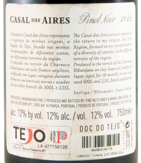 2022 Casal das Aires Pinot Noir tinto (rótulo danificado)