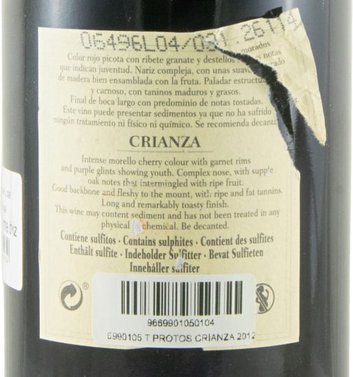 2012 Protos Crianza tinto (rótulo danificado)