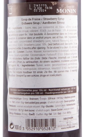 Syrup Fraise Monin 1L
