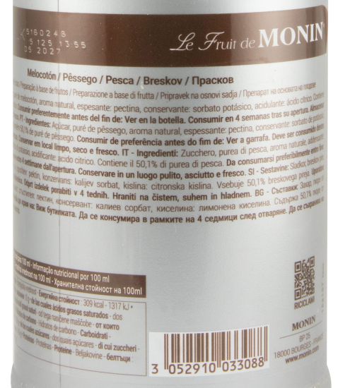 Puré de Fruta Monin Pêssego 1L